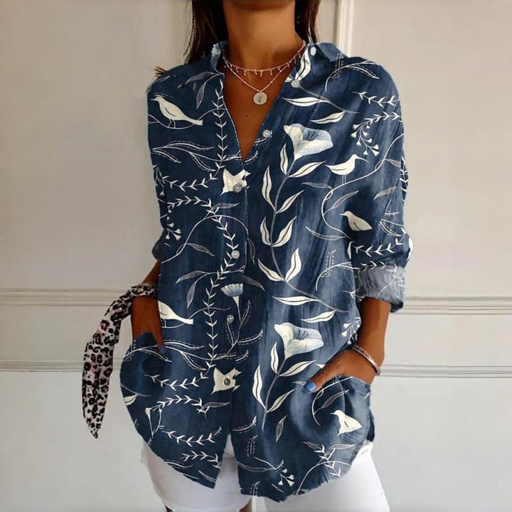 Olivia™ | Vintage Blouse with Leaf Print